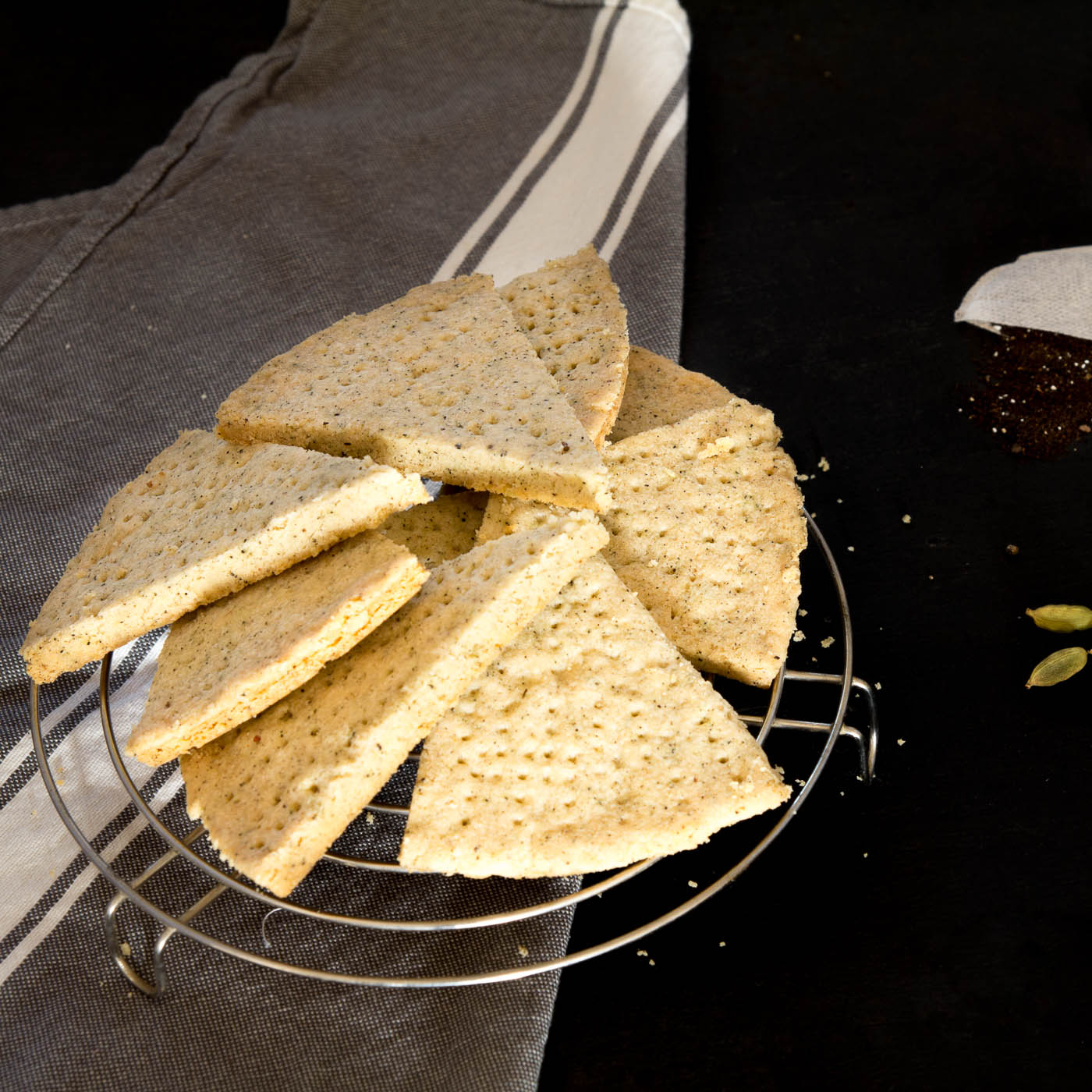 Cardamom Tea Shortbread Cookies recipe by Indiaphile.info