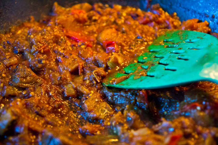 Spicy Eggplant and Tomato Mash - Baingan Bharta