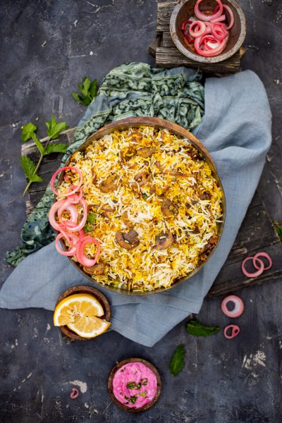 Mushroom biryani