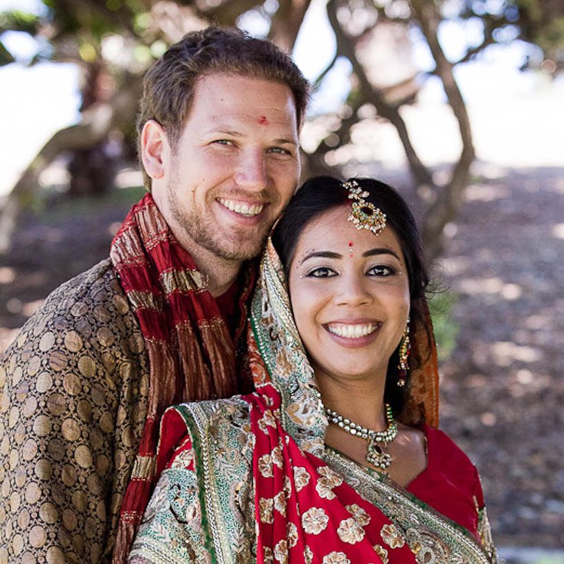 Steve and Puja on their wedding day
