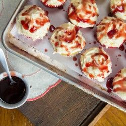 Saffron Cupcakes with Red Wine Caramel Sauce