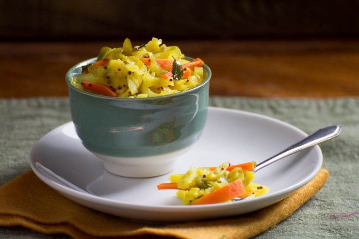 Cabbage Saute with Mustard and Asafoetida (Sambharo) by Indiaphile.info