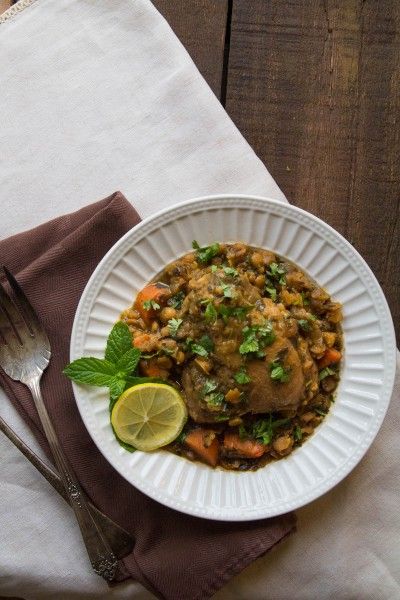 One Pot Herbed Chicken Tagine with Split Peas by Indiaphile.info