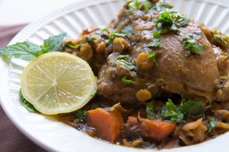 One Pot Herbed Chicken Tagine with Split Peas by Indiaphile.info