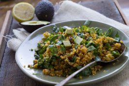 Healthy Curried Quinoa with Spinach and Avocado for Lunch by Indiaphile.info