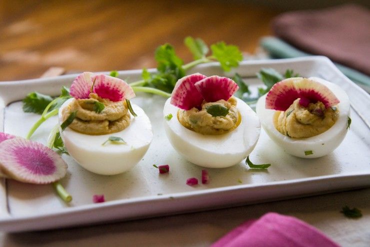 Garam Masala Deviled Eggs by Indiaphile.info