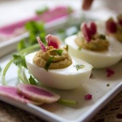 Garam Masala Deviled Eggs by Indiaphile.info