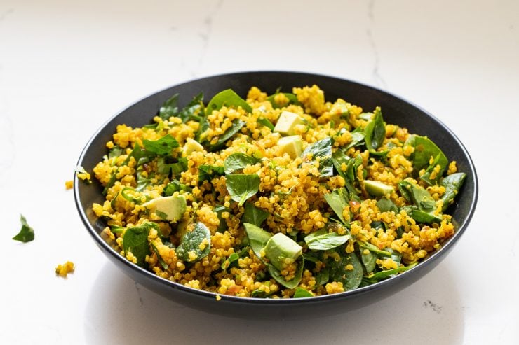 Bowl of quinoa curry salad