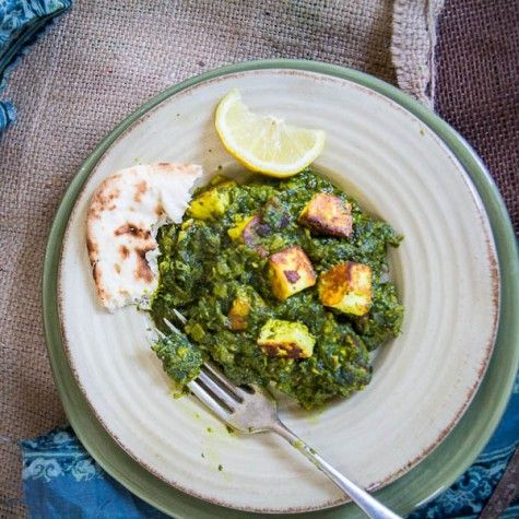 Spinach and Cheese Curry (Palak Paneer). Recipe by Indiaphile.info