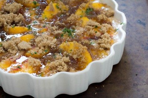 Peach and Curry Leaf Cobbler recipe by Indiaphile.info