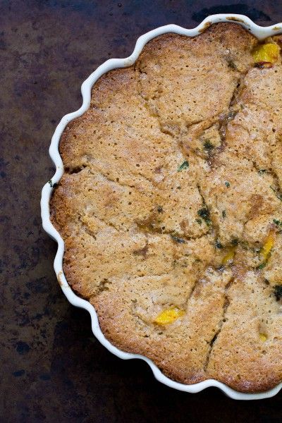 Peach and Curry Leaf Cobbler recipe by Indiaphile.info