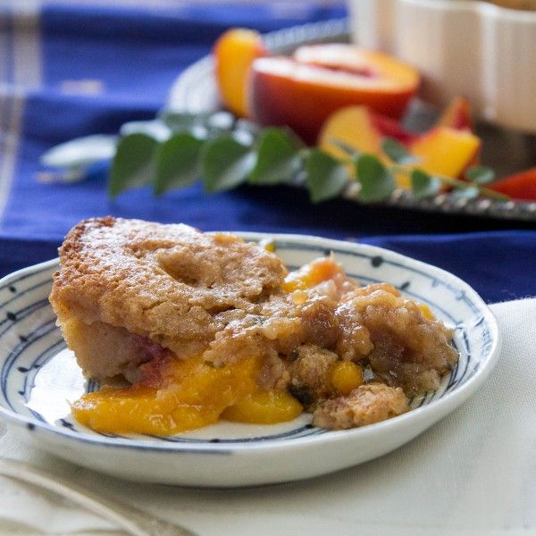 Peach and Curry Leaf Cobbler recipe by Indiaphile.info