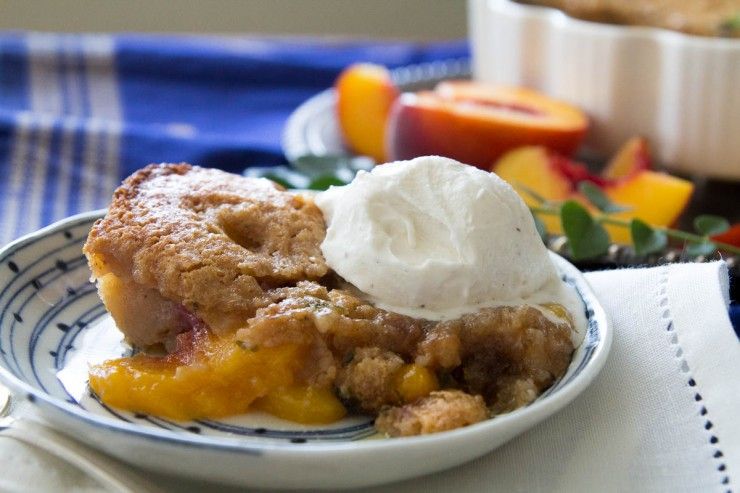 Peach and Curry Leaf Cobbler recipe by Indiaphile.info