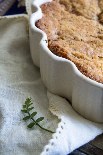 Peach and Curry Leaf Cobbler recipe by Indiaphile.info