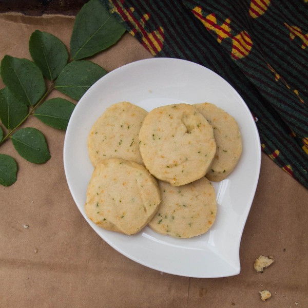 Citrus and Curry Leaf Shortbread Cookies recipe at Indiaphile.info