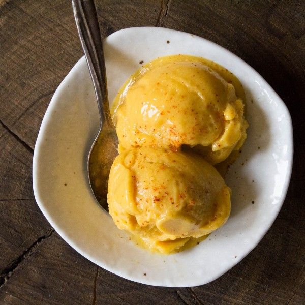 Mango Sorbet Ice Cream Scoops with Fresh Mint - Pure Indian Foods Blog