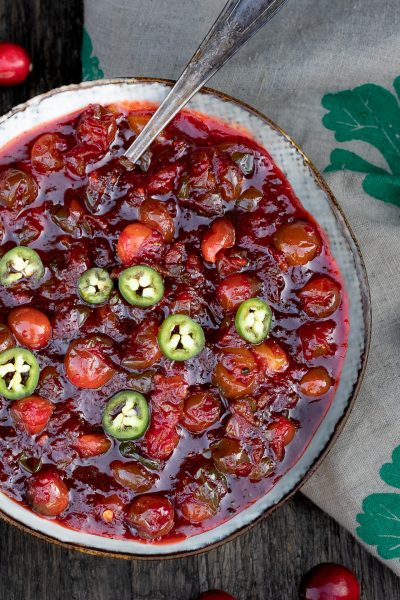 Bowl of cranberry chutney