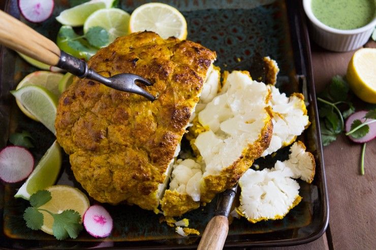 Whole roasted tandoori cauliflower recipe at Indiaphile.info