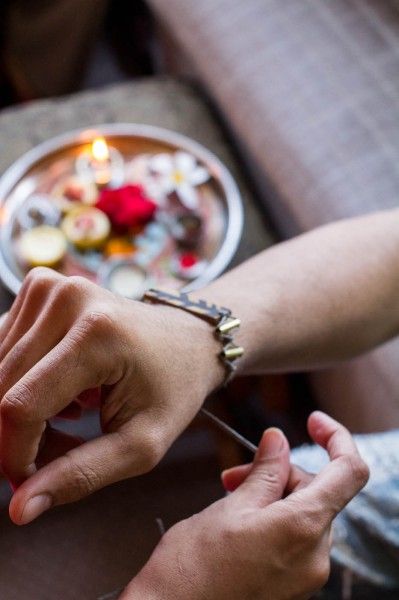 A rakhi bracelet Puja made for her brother