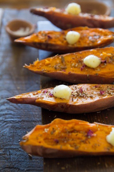 Indian spiced roasted sweet potatoes with ghee