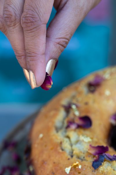 Sprinkling on the rose petals