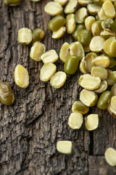 Split mung beans, or "dal"