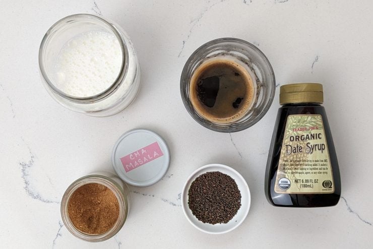 Ingredients for a dirty chai latte