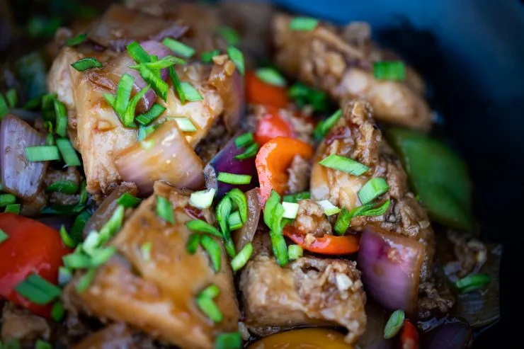 Close up picture of chicken manchurian