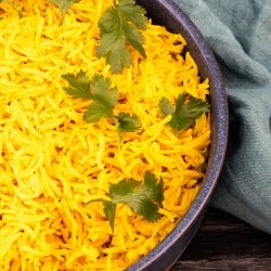 Bowl of garlic turmeric rice