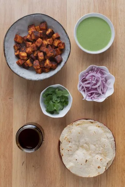 Ingredients for paneer tacos