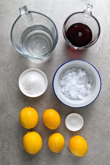 Ingredients for pomegranate lemonade