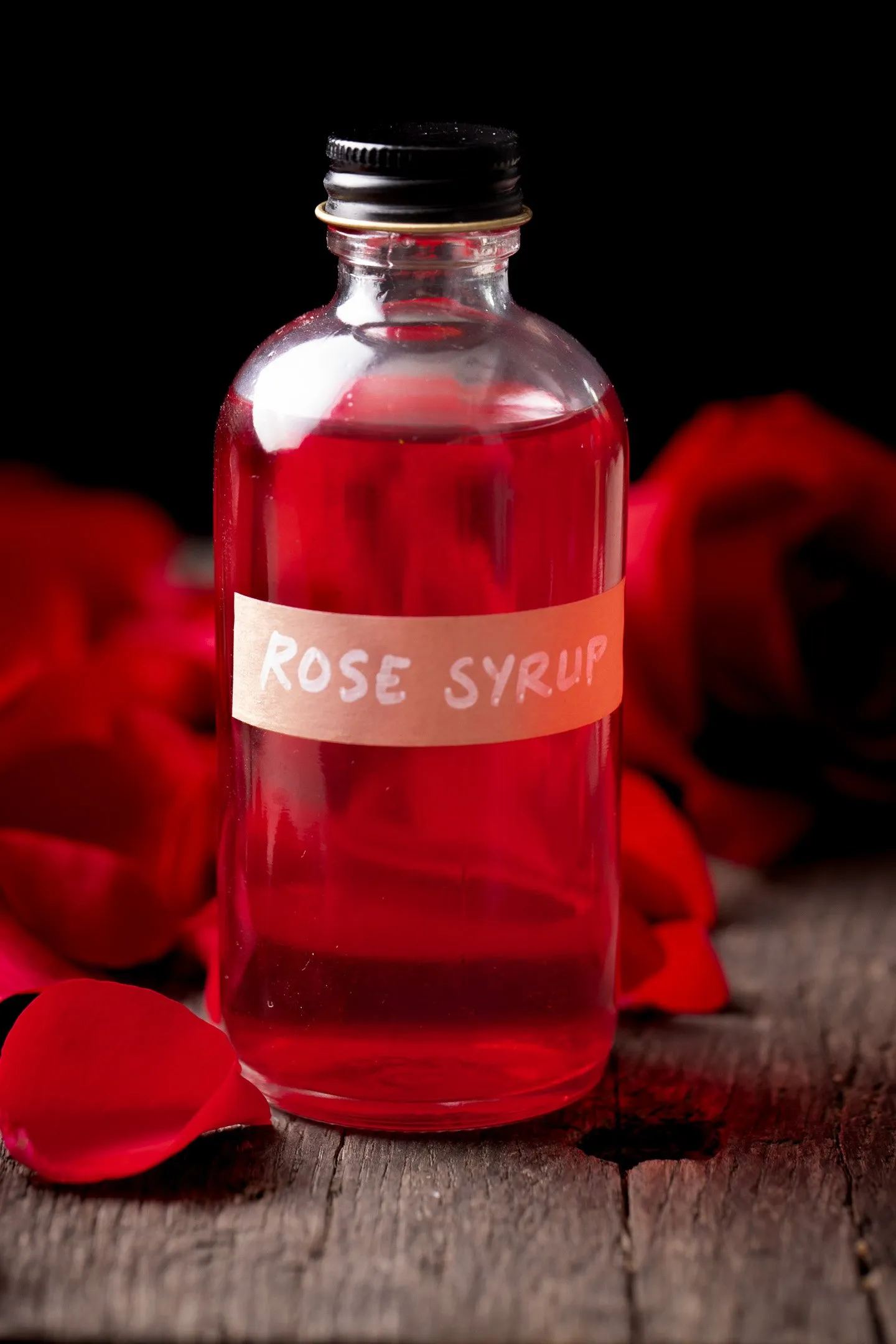 Bottle of rose syrup