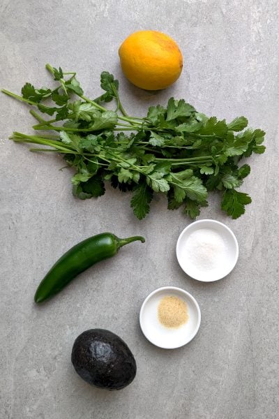 Ingredients for avocado cilantro chutney