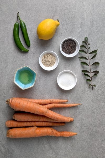 Ingredients of carrot sambharo