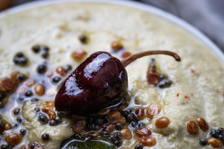 Close up of the top of the chutney