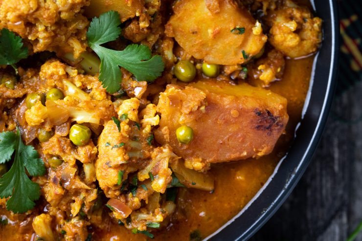 Aloo gobi matar, closeup