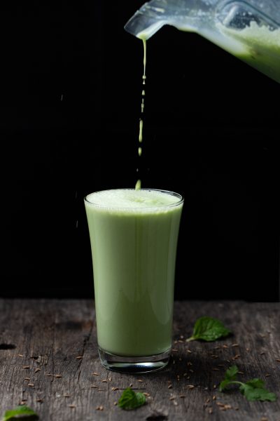 Pouring masala chaas