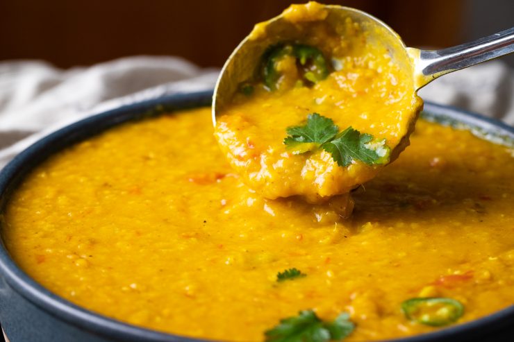 Serving masoor dal