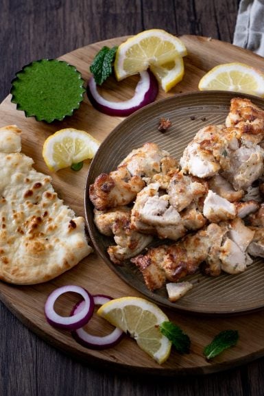 Plate of malai chicken kabab