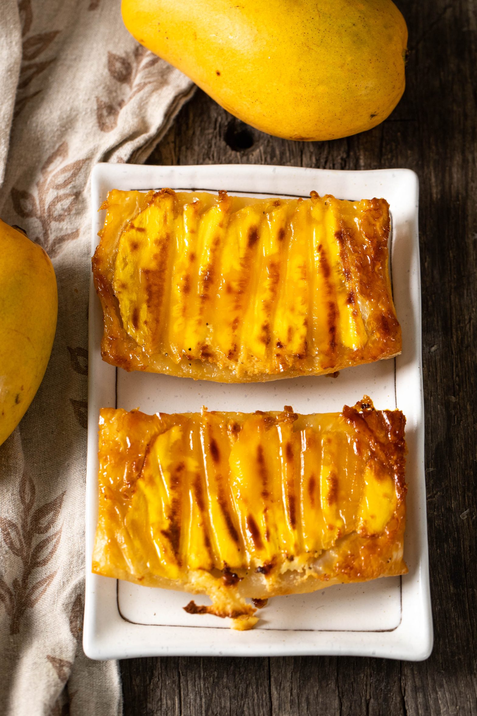Upside-down Puff Pastry Squares with Mango