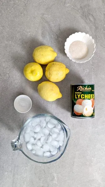 Ingredients for lychee lemonade