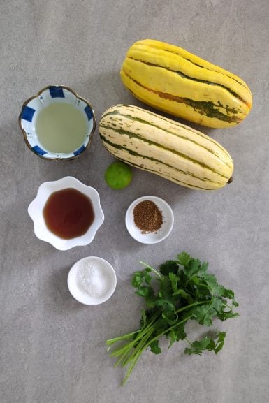 Ingredients for masala delicata squash.