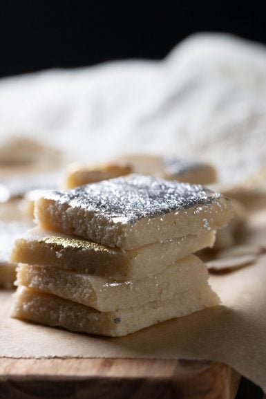 Stack of almond barfi.