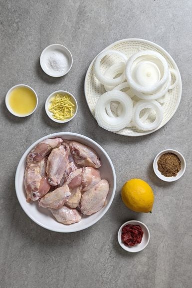 Ingredients for garam masala chicken wings